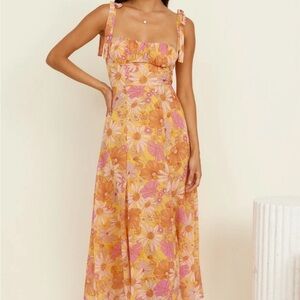 Sunny Floral Tie-Shoulder Midi Dress